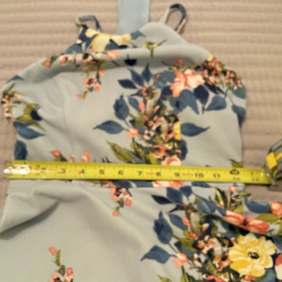 Xtraordinary Women's Light Blue Floral High Neck Sleeveless Bow Dress Size 5 - Picture 8 of 9